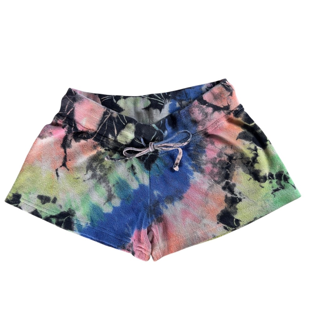 Hard Tail Forever Tie Dye Terry Cloth Lounge Shorts Women Medium Y-117B Multi